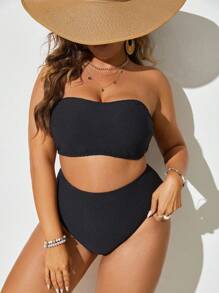 Swim Vcay Summer Beach - Ensemble De Bikini Bandeau unicolore De Grande Taille