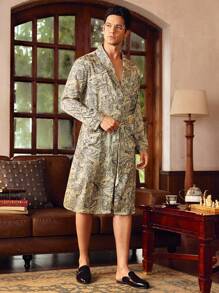 Manfinity Men's Paisley Print Dual Pocket Long Sleeve Robe - Multicolor - View 4