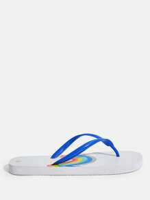 Women's Flip Flops, Comfortable Lightweight Soft Bottom Non-Slip Breathable Outdoor Casual Fashion Beach Sandals, Cute Rainbow Design