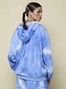 COUREZ 男女通用超大扎染连帽衫 / Y2K 度假穿搭 女装 夏季外出穿搭 可爱度假 - 藍色 - 查看 6