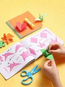 SHEIN 优质方形折纸，专为千纸鹤折叠而设计，在厚实的硬质卡片纸上呈现鲜艳的彩色色调，高品质耐用，非常适合 DIY 工艺项目，艺术用品