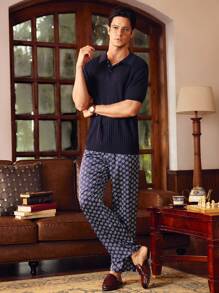 EverLounge Men's Geometric Print Lounge Pants, Homewear Bottom - Multicolor - View 6