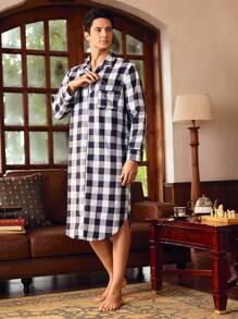 EverLounge Men's Vintage British Gentleman Plaid Patch Pocket Bathrobe - Multicolor - View 4