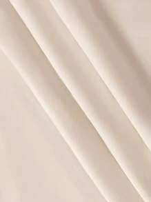 SHEIN LUNE Plus Size Stand Collar Double Stripe Contrast Color Ruffle Trim Cuff Casual Long Sleeve Shirt, Work & Outdoor Wear Fall Cloth For Women - Apricot - View 8