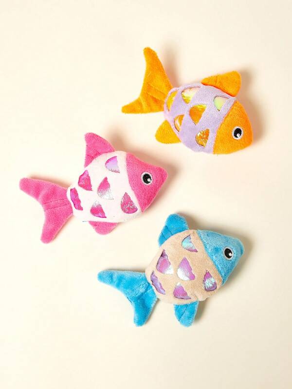 PETSIN Cute Little Fish Shaped Plush Cat Toy With Sound Paper Inside, Allowing Cats To Interact And Play Together