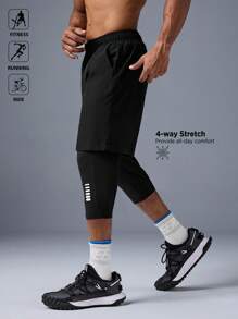 Manfinity Sport Polished Men's Lightweight Fast Drying Solid Color Sports Shorts, Suitable For Summer Fitness, Running, And Cycling