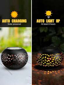 1pc/2pcs Solar Orb Imitation Ceramic Pot Lantern, Dancing Warm Light Flashing Flame Lamp, Outdoor Waterproof Decoration Landscape Light Suitable For Home Decor Patio Lawn Porch Terrace Garden Path Driveway Sidewalk Fence Deck Patio Pool Area Family Dinner Birthday Party Wedding Decor Ambiance Lamp (Black/White)
