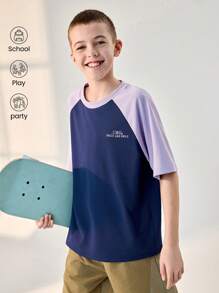 JNSQ 返校休闲户外运动短袖T恤，儿童圆领趣味数字印花户外休闲运动短袖T恤上衣 - 彩色 - 查看 1