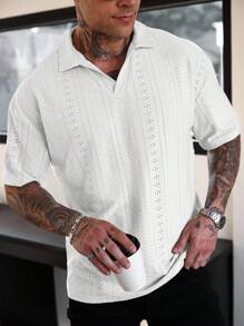 Manfinity RSRT Polo uomo a manica corta, modello casual, in tessuto lavorato, ampia vestibilità