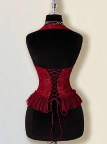 SHEIN ICON 红色网眼拼布露背时尚吊带背心 - 紅色 - 查看 2