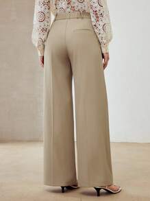 MOTF PREMIUM FAUX PEARL DETAIL PRESS CREASE SUIT PANTS - Khaki - View 4