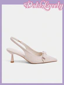 Dola Lovely French Genuine Leather Closed Toe Sandals For Women, 2024 Summer New Niche Design Narrow Heel Backless Pumps - Beige - View 7