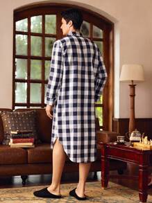 EverLounge Men's Vintage British Gentleman Plaid Patch Pocket Bathrobe - Multicolor - View 2