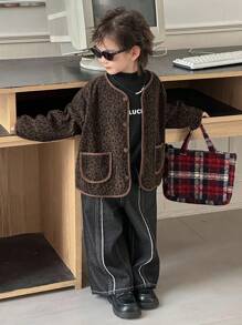 DAZY Toddler Boys' Loose Fit Casual Leopard Print Jacket, Autumn