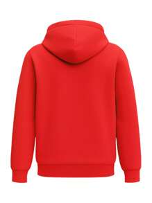 Champion Casual Men's Minimalist Design Pocket Drawstring Hoodie - Red - View 5