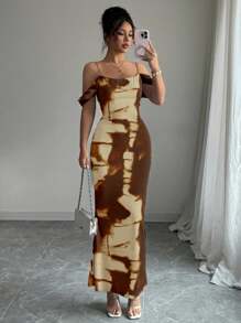 Elenzga 7 月 4 日假期夏季服装美人鱼鸡尾酒露肩连衣裙蓝色优雅修身性感毕业适度度假狂欢节外出露背荷叶边网眼针织。 - 咖啡 - 查看 7