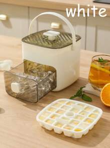 SHEIN 48格大冰桶家用多层制冰盒带抽屉式多用途制冰机手持按压式冰块模具 - 彩色 - 查看 4