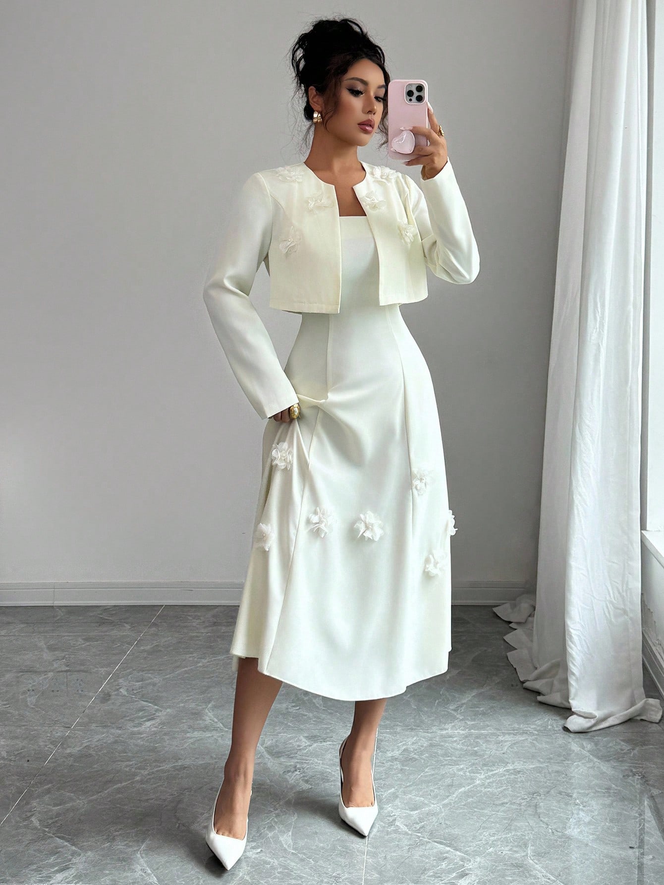 Modelyn طقم مكون من 2 قطعة جاكيت قصير للمرأة بدون...