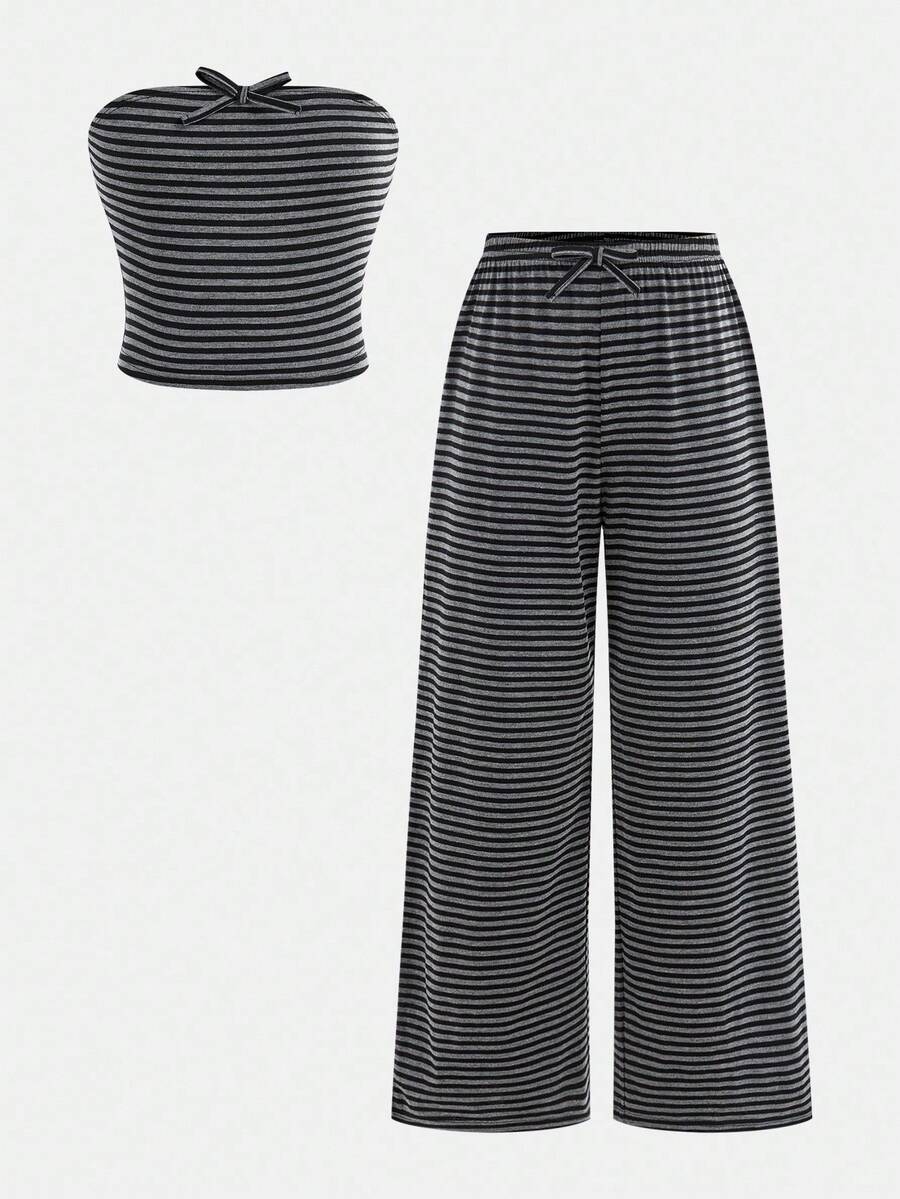 Tween Girls BM Style Elastic Comfy Classic Vintage Striped Matching ...