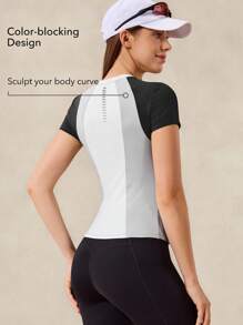 OutZeal 女士速干收腹短袖T恤，适合中等强度普拉提锻炼 - 彩色 - 查看 5