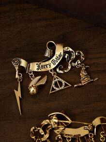 HARRY POTTER X SHEIN 闪亮锌合金海德薇钥匙扣、旋转金色飞贼、死亡圣器、分院帽吊饰，适合作为礼物、收藏品和纪念品 - 金色 - 查看 8