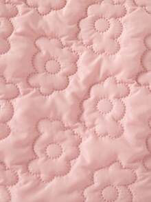 SHEIN Playful Pals 1 Stück Winterjacke für Baby Mädchen, neues Herbst/Winter Blumenstich Muster Kapuzen Dicke Kawaii Lässig Vielseitig Einfarbig Rosa Knopf Vorne Warmer Mantel - Pink - Übersicht 8