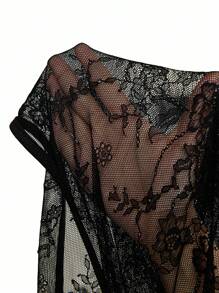 SHEIN CURVE+ 大尺碼花卉蕾絲秋冬冬季服飾 2026 22W - 黑色 - 查看 8