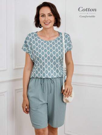 Miaspire 2pcs/Set Daily Casual Vacation Round Neck Short Sleeve Shirt And Shorts, Summer
Teacher Outfits For Women
Country Style Women's Clothing
Going Out Outfits Womens Summer Sets Cotton Summer Outfits For Women Casual Summer Outfits For Women Womens Blouse And Shorts Set Summer Two Piece Outfits For Women
