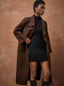 Zivah 2025秋冬新款风衣，休闲长袖翻领口袋外套，适合音乐节、毕业典礼、学生、日常穿着、通勤、海滩、日光浴、街头服饰等场合。 - 摩卡棕 - 查看 7