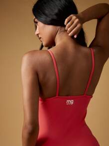 MISSGUIDED 女式 Active Studio Unitard 压缩迷你连体衣性能芭蕾体操练习连体衣修身运动塑身运动服舞蹈服 - 紅色 - 查看 4