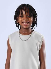 SUMWON Youth Boys Sleeveless Tank Top Matching Tie Dye Pant Set Casual Street Style Summer Leisure Cotton Blend Co-Ord Set - Grey - View 5