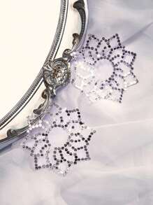 Miếng dán khiêu vũ gợi cảm đính đá lấp lánh màu hồng quyến rũ, quyến rũ, gợi cảm, dành cho phụ nữ, phụ kiện trang phục thân mật dành cho lễ hội âm nhạc và tiệc tùng Rave - Màu Hồng Tươi - Xem 2