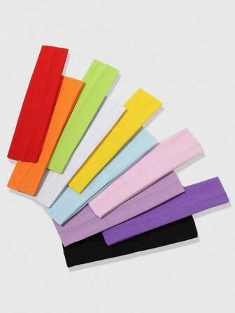 10pcs/Pack Girls' Colorful Casual Headbands, Suitable For Daily Life And Sports