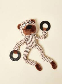 PETSIN Juguete de peluche con forma de animal para dentición con sonido de ladrido BB incorporado, juguete interactivo para morder para perros