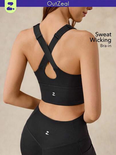 OutZeal Women Sweat Wicking Adjustable Crossover Strap Black Sports Bra Workout Gym Yoga