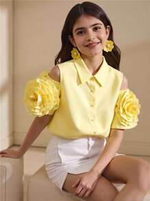 SHEIN Tween Girls Casual Daily Shirt - Multicolor - View 1