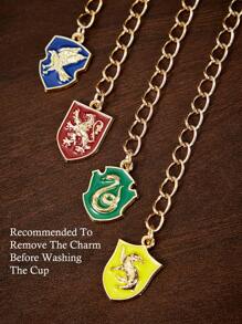 HARRY POTTER X SHEIN 4 Pcs Fashionable Zinc Alloy Movie Cup Name Tag Charms, & & , Cup Handle Accessories Personalized Keychain Pendant, Suitable For Mugs, Water Bottles, Office, Home, Birthday Party,Valentine's Day, Back To School