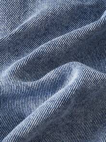 SHEIN Pre-Teen Boys' Vintage Blue Washed Relaxed Fit All-Match Denim Jacket With Faux Fur Collar & Lining, Simple & Fashionable Versatile Casual Outerwear Suitable For Autumn & Winter Fall - Medium Wash - View 8