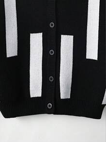 SHEIN Explorewe Boys Black & White Cardigan, Simple Street Casual, Suitable For Travel, Gatherings, Back To School, Spring, Summer And Autumn - Black and White - View 5