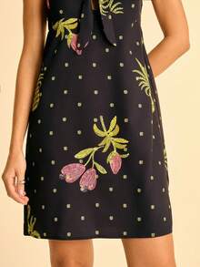 CAJUNI Women's Fruit Print Pattern Mini Dress- Pineapple Dress - Black - View 7