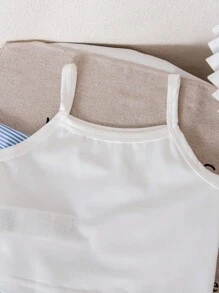SHEIN 2 件套女孩年轻女孩正装，白衬衫和夹克，通勤风格，适合日常穿着，春夏季 - 藍色 - 查看 6