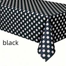 1 块桌布，圆点桌布一次性塑料防水野餐桌布，生日派对、感恩节、婚礼、烧烤、毕业典礼、野餐的桌布