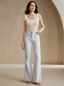 Anewsta Fashionable Fitted Embroidered Seamless Rib Tank Top