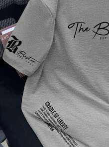 Manfinity LEGND 大码男士夏季休闲标语印花T恤