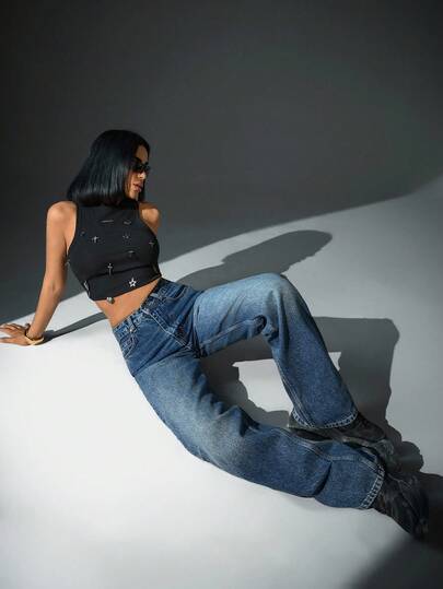 CasuGlow WOMEN HIGH WAIST STRAIGHT JEAN Y2K WASH Baggy Jeans Y2k Wide Leg Jeans Womens Denim Denim Jeans Y2k Jeans