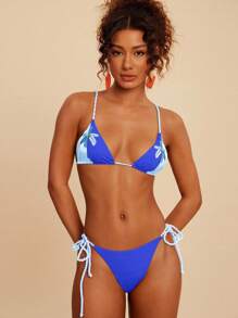 Travachic Women's Fashion Spaghetti Strap Triangle Bikini Set, Summer - Multicolor - View 2