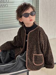 DAZY Toddler Boys' Loose Fit Casual Leopard Print Jacket, Autumn