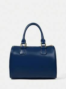 HARRY POTTER X SHEIN Letter Embroidery Fashion Elegant Blue Velvet Top Handle Bag - Blue - View 6