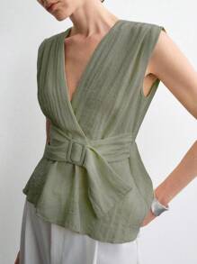 Aalyst New Sleeveless Solid Color French Blouse For Summer