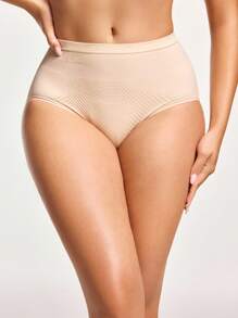 SHAPORA Solid High Waisted Shapewear Panty - Apricot - View 1